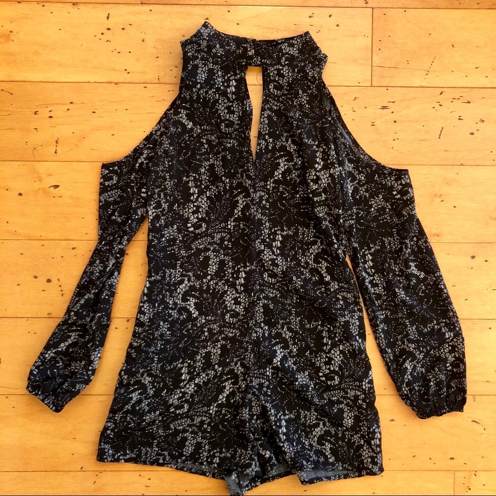 One Clothing Romper Open Shoulder XS Black White